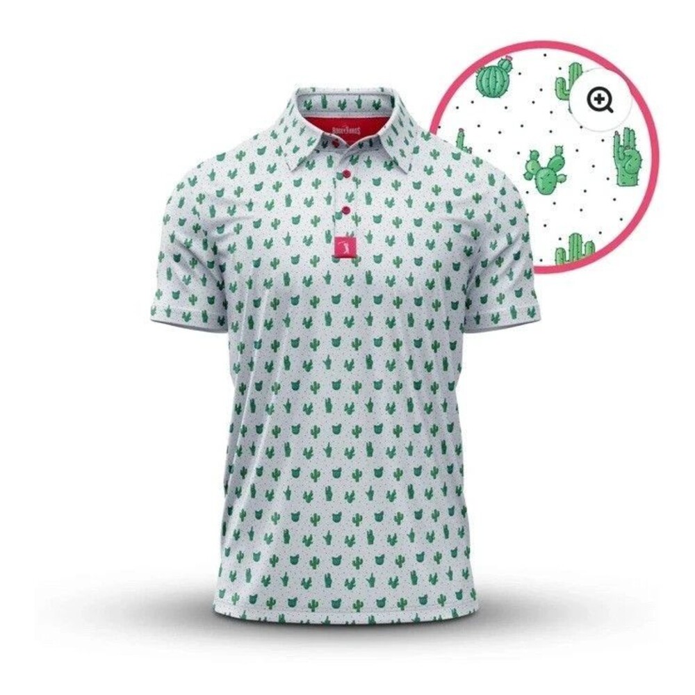 Bogey Bros Mens Prickly Pear Cactus Golf Polo Performance Shirt Stretch XXL